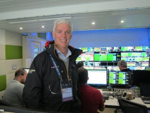 BSkyB's Keith Lane inside the Visions Atlantic OB unit. 