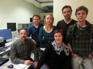 Key figures at the RAI Milan Department of Graphics (left to right): Adriano Longo, Silvano Isola, Francesca Campagnoli, Maddalena Galliani, Corrado Traverso, Carlo Bonacossa.