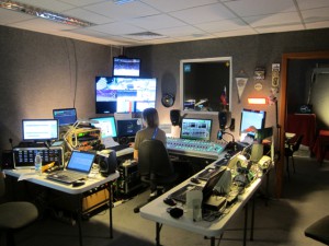 YLE's control room in the IBC is connected to an OB truck in Helsinki where two broadcast channels of Olympic programming are produced.