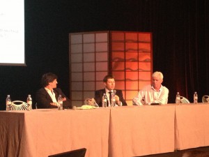 (Left to right) Mediapro/La Liga’s Ignacio Arrola Albarracin, BSkyB’s Gary Hughes, Sky Sports’ Keith Lane