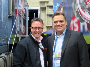 Brian Clark of Visions (left) and Mike Davis of Fox Sports on hand for the Champions League Final which will be held later today.