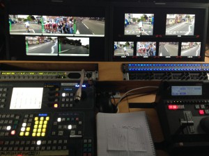 Inside the FTV OB facilities mere minutes before the riders arrived in central London