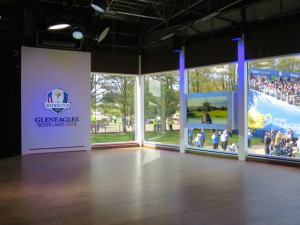The touch screen inside the Sky Sports Ryder Cup studio.