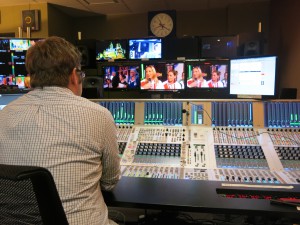 Audio engineer Richard Sillitto mixes Tonight at the Games using a Studer Vista 9 digital console. [Image credit: Martin Deane]