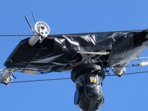 The CamCat cable camera system travels 700 meters above the men's course.