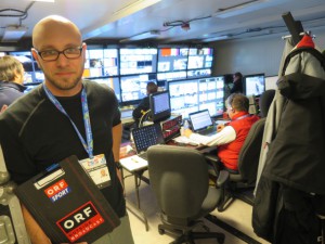 ORF's Christian Zetti inside the broadcaster's master control for the World Ski Championships.