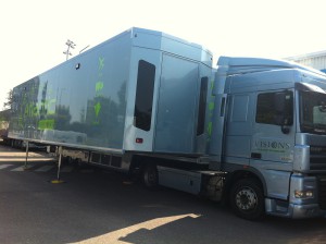 The massive NEP Visions Atlantic truck provided the production and technical facilities for the Luton v Wycombe game