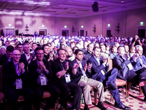 An expectant audience waits to hear about the new innovations at Avid's TV Connect event, held in Las Vegas before NAB 2015