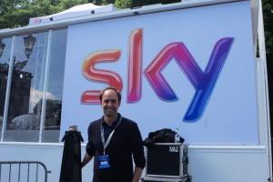 Alessandro Reitano in front of the Sky Deutschland studio.