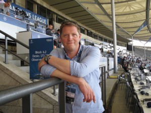 Eckhard Gödickemeier, ZDF, production manager, inside Berlin's Olympic Stadium.