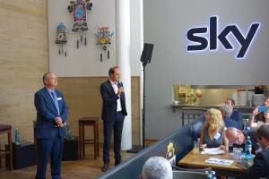 SVG Europe general manager Joe Hosken and Sky Deutschland director sports production Alessandro Reitano introduce the Champions' Summit, which took place in Berlin on 4 June