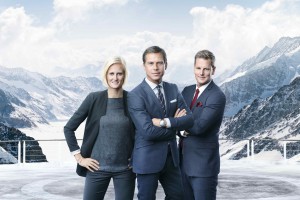 Viasat Sport presenter team from Sochi: Carolina Klüft, Ola Wenström, Niklas Jihde. Foto: Karl Nordlund/Viasat