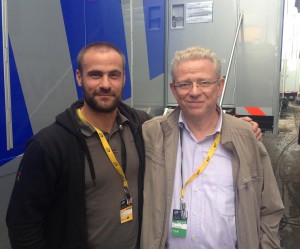 Euro Media's Rudy Dendleux and Luc Geoffroy on-site at the Tour de France, 26 July 2015.