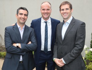 TV3 head of sport Kieran Holden (centre) alongside Republic of Ireland international Kevin Kilbane (right) and Tommy Martin (one of TV3’s RWC 2015 anchors)