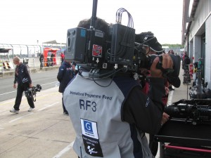 Vislink’s new UltraCoder (on the side of the camera) in use in the pit lane at Silverstone August 30, for BT Sport