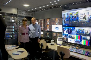 Krejci and Malec inside the new Syntex UHD trailer at IBC
