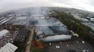 A drone captured this image of the NEP warehouse that was destroyed last night.