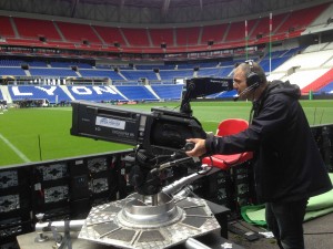 One of four DVS Superloupe cameras installed around the Lyon ground by France Télévisions for Champions Cup Rugby Final May 14 