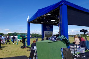 Sky Sports' Open Zone on the practice range of the Open Championship allowed players to stop by and practice with Protracer and Trackman analysing their swings and shots.