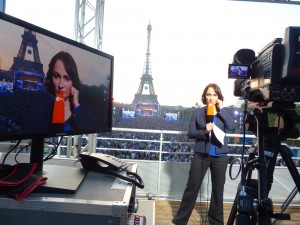 ZDF stand-up position at Champ de Mars with FAN ZONE and Eiffel Tower in vision [Photo supplied by UEFA EURO 2016 Fan ZONE Paris]