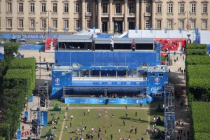 Full view of studio complex at Champ de Mars, with Paris Ecole Militaire in background [Photo supplied by UEFA EURO 2016 Fan ZONE Paris]