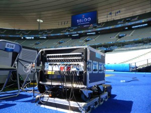 Saint-Denis: At all matches the special cams connected to the stageboxes include the Spidercam and starting with the quarter finals also two Antelope Pico Ultra Slowmotion cams
