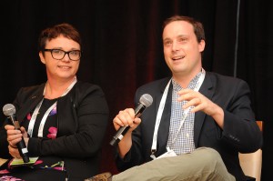 Nevion’s Janne T. Morstøl (left) and Viacom’s Jason Pattan