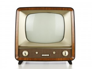 Vintage television with no signal static