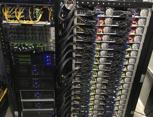 Intel will deploy an army of servers at NRG Stadium, similar to the rack pictured here at Petco Park during the MLB All-Star Game