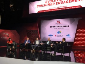From left: Larry Scott of the Pac-12, Dave Finocchio of Bleacher Report, Mark Laneve of Ford Motor, and Brad Allen of NextVR discussed the future of fan engagement at CES