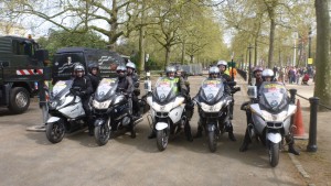 A fleet of motorcycles gets ready for the coverage
