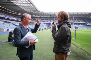 Sky Sports production manager Joff White (L) and Arena OB unit manager Chris Ryan in Murrayfield