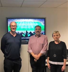 (From left to right): Jon Wardle, NFTS Deputy Director; Tom Lewis, NFTS Sports Production Diploma Leader; and Lise Cosimi-Breant, Director Broadcast Academy.