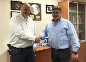 Leader’s European Regional Development Manager Kevin Salvidge and, on right, Presteigne Broadcast Hire CEO Mike Ransome