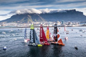 November 19,2014. The fleet during the start of Leg 2 in Cape Town.