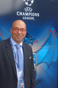 UEFA Senior Digital Broadcasting Manager Olivier Gaches in the TV compound, Friday June 2