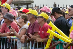 Cycling fans near the finish line for Stage 7 at Nuits-Saint-George, Friday 7 July